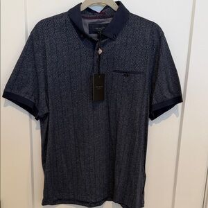 NWT Ted Baker London Bobbie Herringbone print Polo Shirt Ted Size 5 US XL